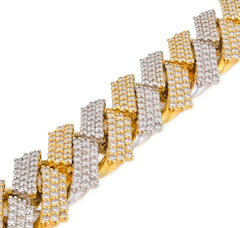 15.2MM 10k Yellow/White Gold 82.6g 13.99CT Natural Diamond Cuban Bracelet 8.25In
