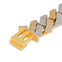 15.2MM 10k Yellow/White Gold 82.6g 13.99CT Natural Diamond Cuban Bracelet 8.25In