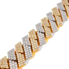 16MM 10k Yellow/White Gold 172.5g 18CTW Natural Diamond Snake Cuban Bracelet 8In