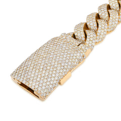 15MM 10k Yellow Gold 131.2g 22CTW Natural Diamond 8.25In Cuban Link Men Bracelet