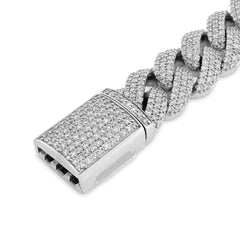 ICED 12MM 10k White Gold 65.6gms 8.4CTW Natural Diamond Cuban Link Mens Bracelet