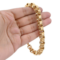 8.5MM 10k Yellow Gold Byzantine Link Mens 9 Inches Bracelet 15.1grams