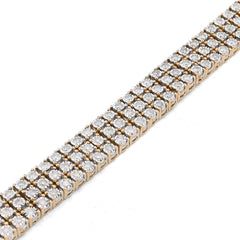 10k Yellow Gold 3 Row 4CTW Natural Diamond 9" Mens 8.5MM Tennis Bracelet 34.7gms