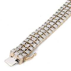 10k Yellow Gold 3 Row 4CTW Natural Diamond 9" Mens 8.5MM Tennis Bracelet 34.7gms