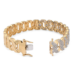 13MM 10k Yellow Gold 3.5 CTW Natural Diamond 2 Row Cuban Link Bangle Mens Bracelet 35.5gm