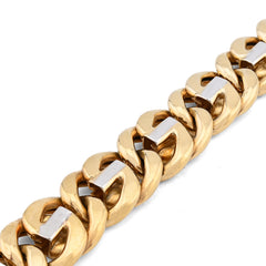 14MM 10k Yellow Gold 2 Tone Cuban Link Mens 8.5" Bracelet 38gms