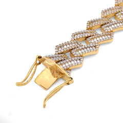 10k Real Yellow Gold 13.5MM 9CTW Moissanite 8.25" Cuban Link Mens Bracelet 32gm