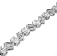 7MM 10k White Gold 18.09 CTW Lab Diamond Emerald/Oval Solitare Bracelet 18.1gms