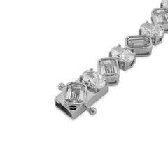 7MM 10k White Gold 18.09 CTW Lab Diamond Emerald/Oval Solitare Bracelet 18.1gms