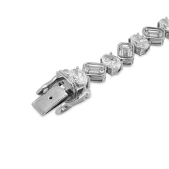 7MM 10k White Gold 18.09 CTW Lab Diamond Emerald/Oval Solitare Bracelet 18.1gms