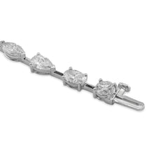 14k White Gold Oval/Marquise/Tear Drop/Round Solitaire Diamond Bracelet 7" 9.7gms