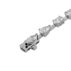 14k White Gold Oval/Marquise/Tear Drop/Round Solitaire Diamond Bracelet 7" 9.7gms