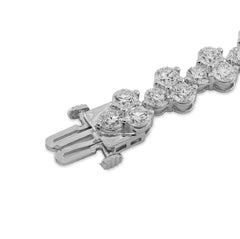 14k White Gold Three Leaf Clover 13CTW Solitaire Diamond Bracelet 7" Womens 14.3g