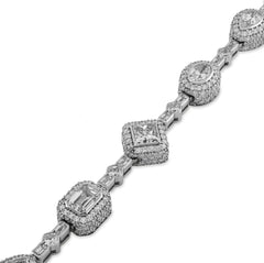 10k White Gold 22.01CTW Oval/Emerald/Princess/Tear Drop Solitaire Diamond 41.5gms Bracelet