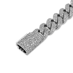 12MM 925 Silver All White Cuban Link 9.25CTW Lab Diamond 8" Mens ICED  Bracelet 56.8g