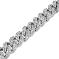 12MM 925 Silver All White Cuban Link 9.25CTW Lab Diamond 8" Mens ICED  Bracelet 56.8g