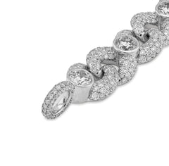 10MM 925 Silver Infinity Link Round Solitaire 14.25CTW Lab Diamond Mens 8" Bracelet 41.6g
