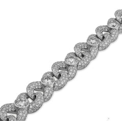 10MM 925 Silver Infinity Link Round Solitaire 14.25CTW Lab Diamond Mens 8" Bracelet 41.6g