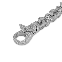 10MM 925 Silver Infinity Link Round Solitaire 14.25CTW Lab Diamond Mens 8" Bracelet 41.6g