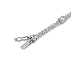 10k White Gold 1.10CTW Natural Round/Baguette Diamond 7" Womens Tennis Bracelet 3gms