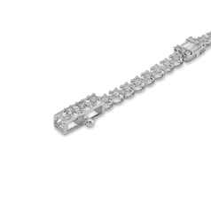 10k White Gold 1.10CTW Natural Round/Baguette Diamond 7" Womens Tennis Bracelet 3gms