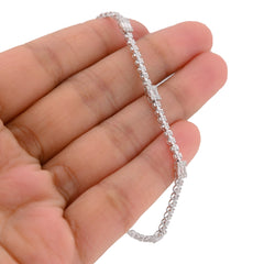 10k White Gold 1.10CTW Natural Round/Baguette Diamond 7" Womens Tennis Bracelet 3gms