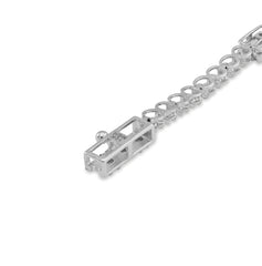 3.3MM 10k White Gold 1.10CTW Natural Diamond Round/Baguette 7" Men Women Bracelet 3gm