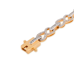 10k Yellow Gold 1.35CTW Infinity Link Natural Diamond Womens 7" Bracelet 6.5gms