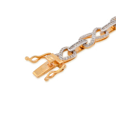 10k Yellow Gold 1.35CTW Infinity Link Natural Diamond Womens 7" Bracelet 6.5gms