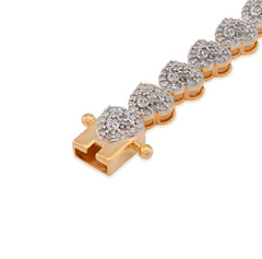 10k Yellow Gold 1.80CTW Natural Diamond Heart Link 7" Womens Bracelet 8.6gms