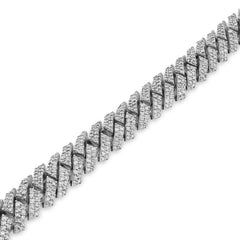 8.5MM 925 Sterling Silver 3.83CTW Natural Diamond Snake Cuban Link Mens 8" Bracelet 22.1gm