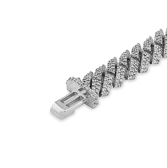 8.5MM 925 Sterling Silver 3.83CTW Natural Diamond Snake Cuban Link Mens 8" Bracelet 22.1gm