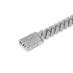 8.5MM 925 Sterling Silver 3.83CTW Natural Diamond Snake Cuban Link Mens 8" Bracelet 22.1gm