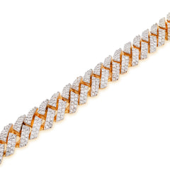 925 Yellow 8.5MM 3.7CTW Natural Diamond Snake Cuban Link Mens 8" Bracelet 22.1gm