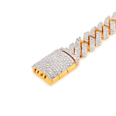 925 Yellow 8.5MM 3.7CTW Natural Diamond Snake Cuban Link Mens 8" Bracelet 22.1gm