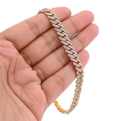 925 Yellow 8.5MM 3.7CTW Natural Diamond Snake Cuban Link Mens 8" Bracelet 22.1gm