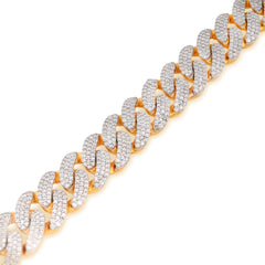 925 Yellow 3.52CTW Natural Diamond Curb Cuban Link 8.5MM Mens 8" Bracelet 20gm