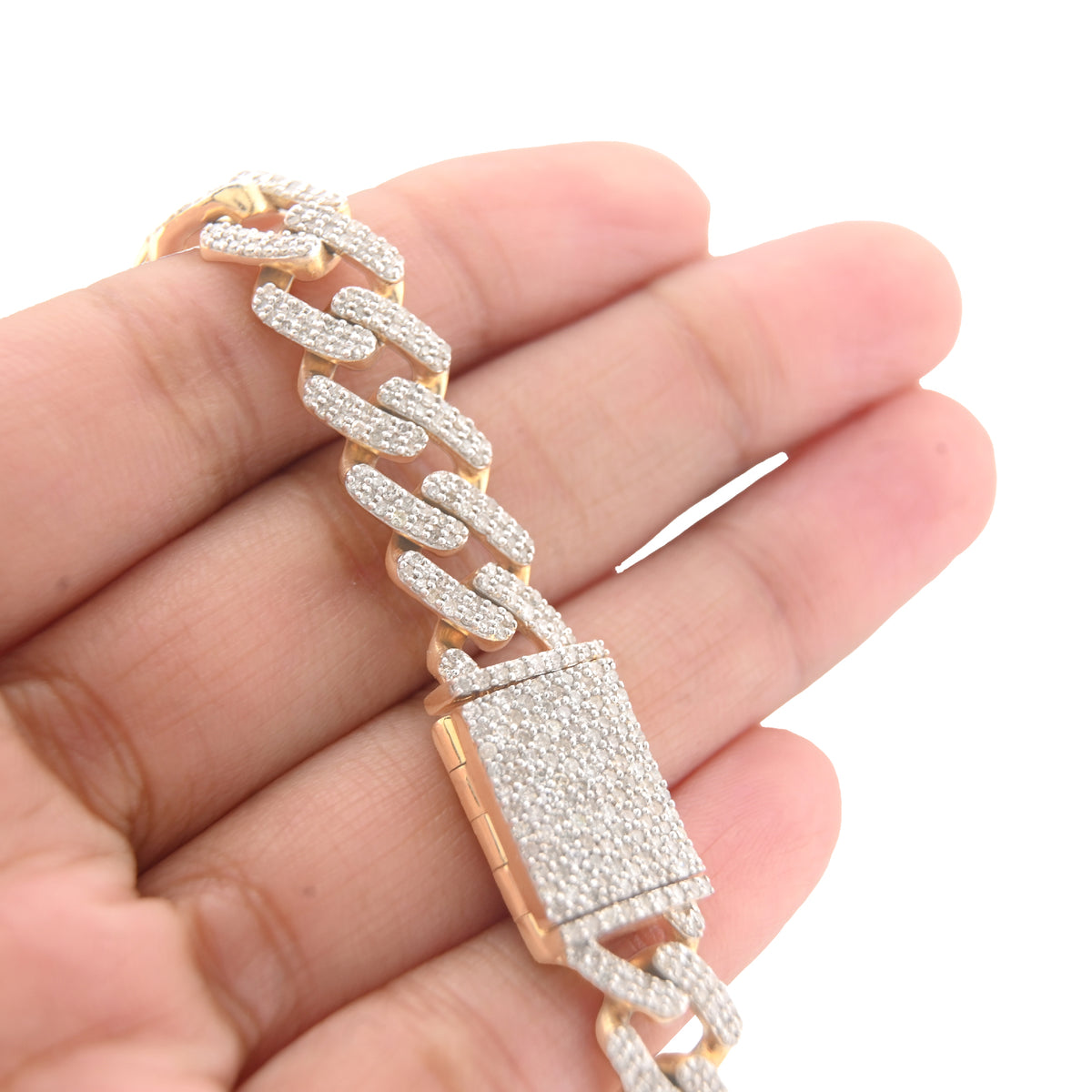 10MM 10k Yellow Gold 4.29CTW Natural Diamond Cuban Link Mens Bracelet 8" 33.7gm