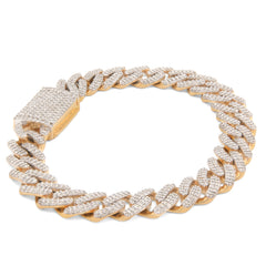 10MM 10k Yellow Gold 4.29CTW Natural Diamond Cuban Link Mens Bracelet 8" 33.7gm