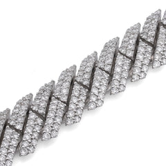 925 Sterling Silver 18.45CTW Snake Cuban 12MM Lab Diamond 8" Mens Bracelet 47.4gm