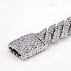 925 Sterling Silver 18.45CTW Snake Cuban 12MM Lab Diamond 8" Mens Bracelet 47.4gm