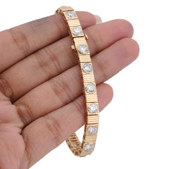 6.5MM 14k Yellow Gold Fluted Gold Solitare Lab Diamond 7CTW Tennis Bracelet 15.7gm