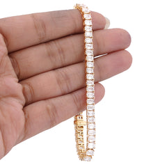 4.6MM 14k Yellow Gold 12.5CTW Emerald Solitaire 7" Lab Diamond Tennis Bracelet 12.6gm
