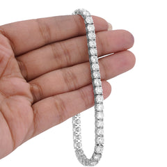 4.5MM 10k White Gold 15.29CTW 35 Pointer Round Lab Diamond Womens Tennis 8" Bracelet 17.6gm
