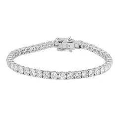 4.5MM 10k White Gold 15.29CTW 35 Pointer Round Lab Diamond Womens Tennis 8" Bracelet 17.6gm