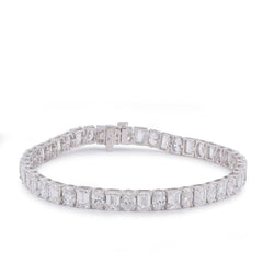 5.1MM 14k White Gold Emerald/Oval Solitaire Link 15CTW Men Women Lab Diamond Tennis Bracelet 7" 11.5gm