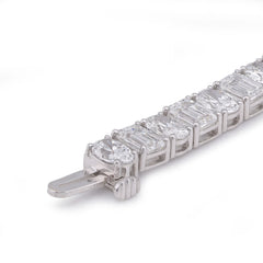 5.1MM 14k White Gold Emerald/Oval Solitaire Link 15CTW Men Women Lab Diamond Tennis Bracelet 7" 11.5gm