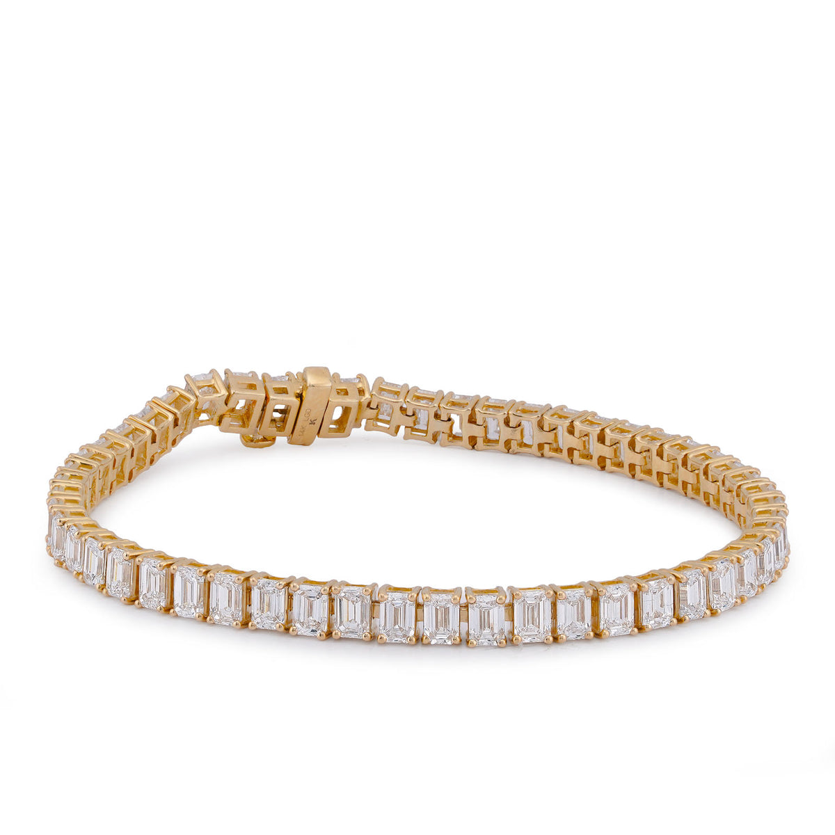 4.3MM 14k Yellow Gold 10CTW Emerald Link Tennis Lab Diamond Men Women Bracelet 7" 11.1gm