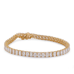 4.3MM 14k Yellow Gold 10CTW Emerald Link Tennis Lab Diamond Men Women Bracelet 7" 11.1gm