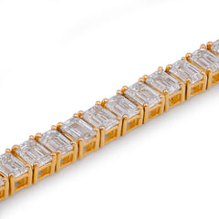 4.3MM 14k Yellow Gold 10CTW Emerald Link Tennis Lab Diamond Men Women Bracelet 7" 11.1gm